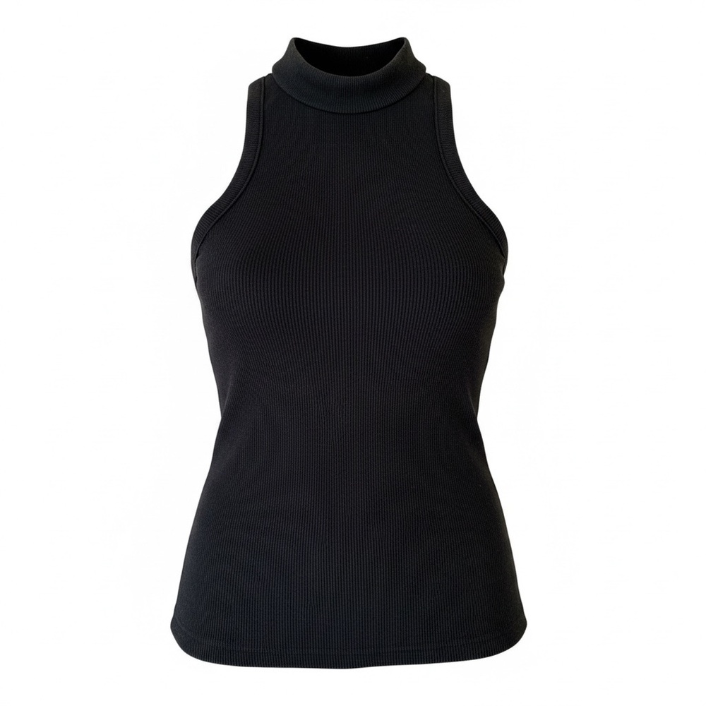 Evereve Black Ribbed Collared Tank - Picture 3 of 5